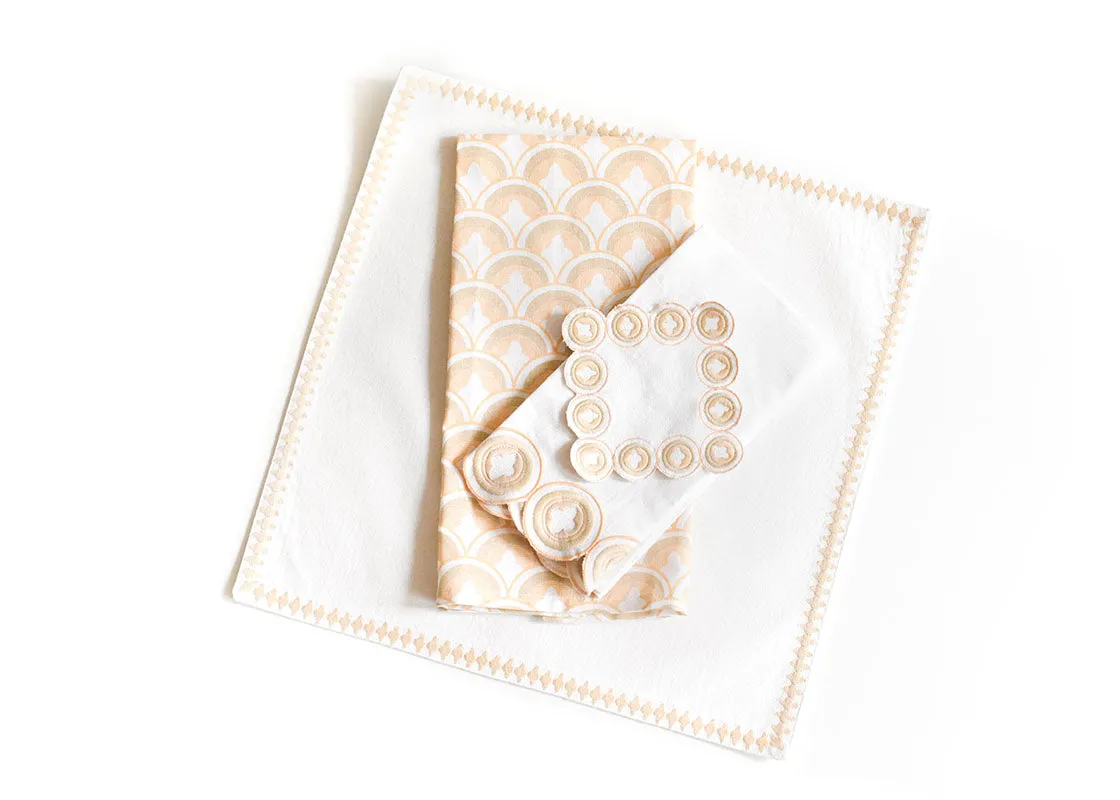 Blush Arabesque Trim Cocktail Napkin, Set of 4