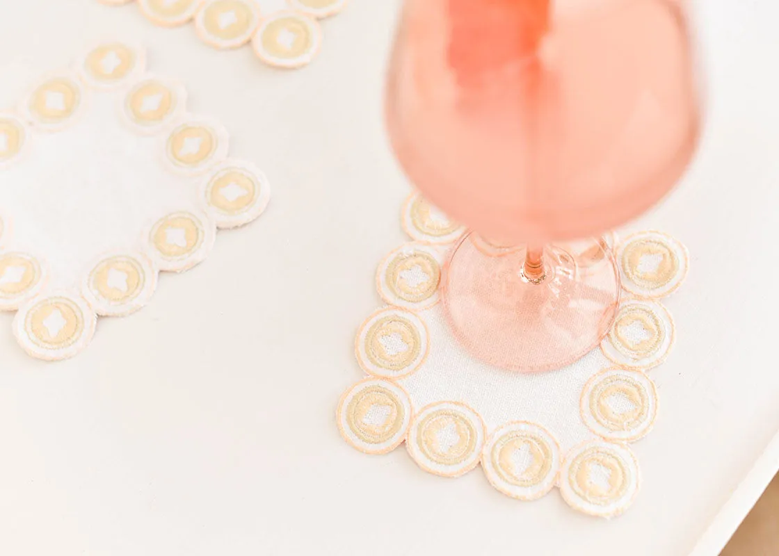 Blush Arabesque Trim Cocktail Napkin, Set of 4