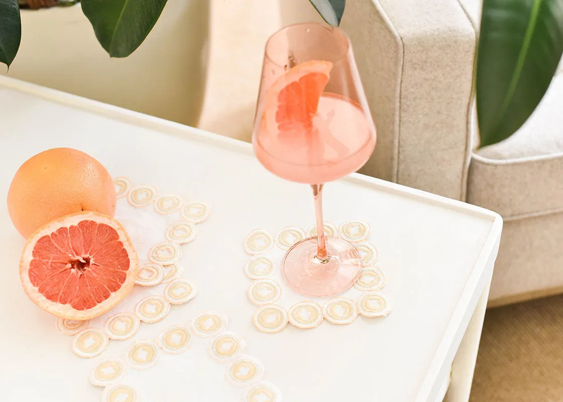 Blush Arabesque Trim Cocktail Napkin, Set of 4