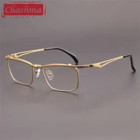 Chashma Ottica Men's Full Rim Brow Line Square Titanium Eyeglasses 11488