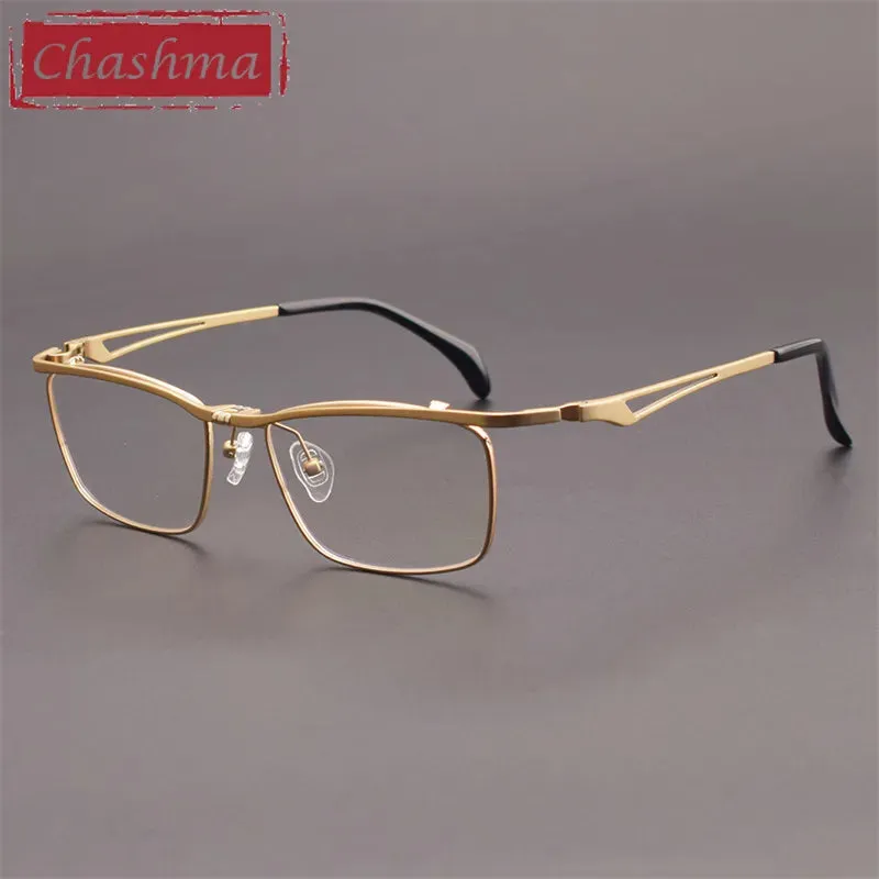 Chashma Ottica Men's Full Rim Brow Line Square Titanium Eyeglasses 11488