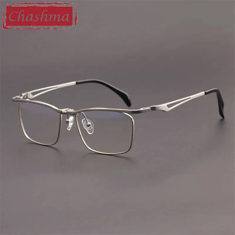 Chashma Ottica Men's Full Rim Brow Line Square Titanium Eyeglasses 11488