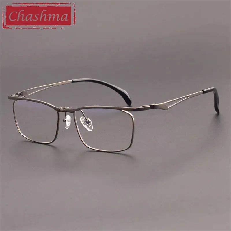 Chashma Ottica Men's Full Rim Brow Line Square Titanium Eyeglasses 11488