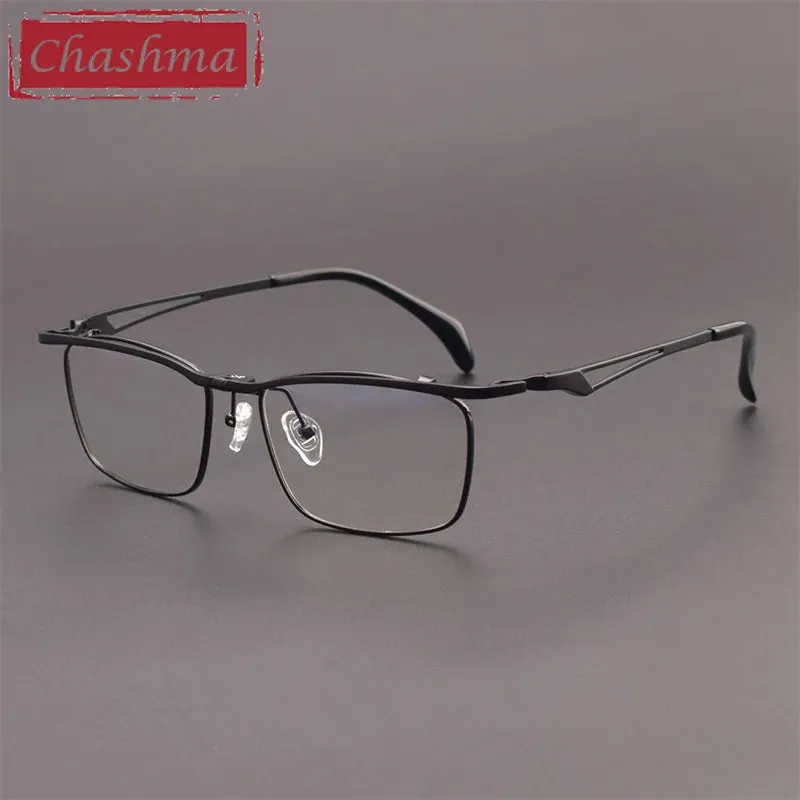 Chashma Ottica Men's Full Rim Brow Line Square Titanium Eyeglasses 11488