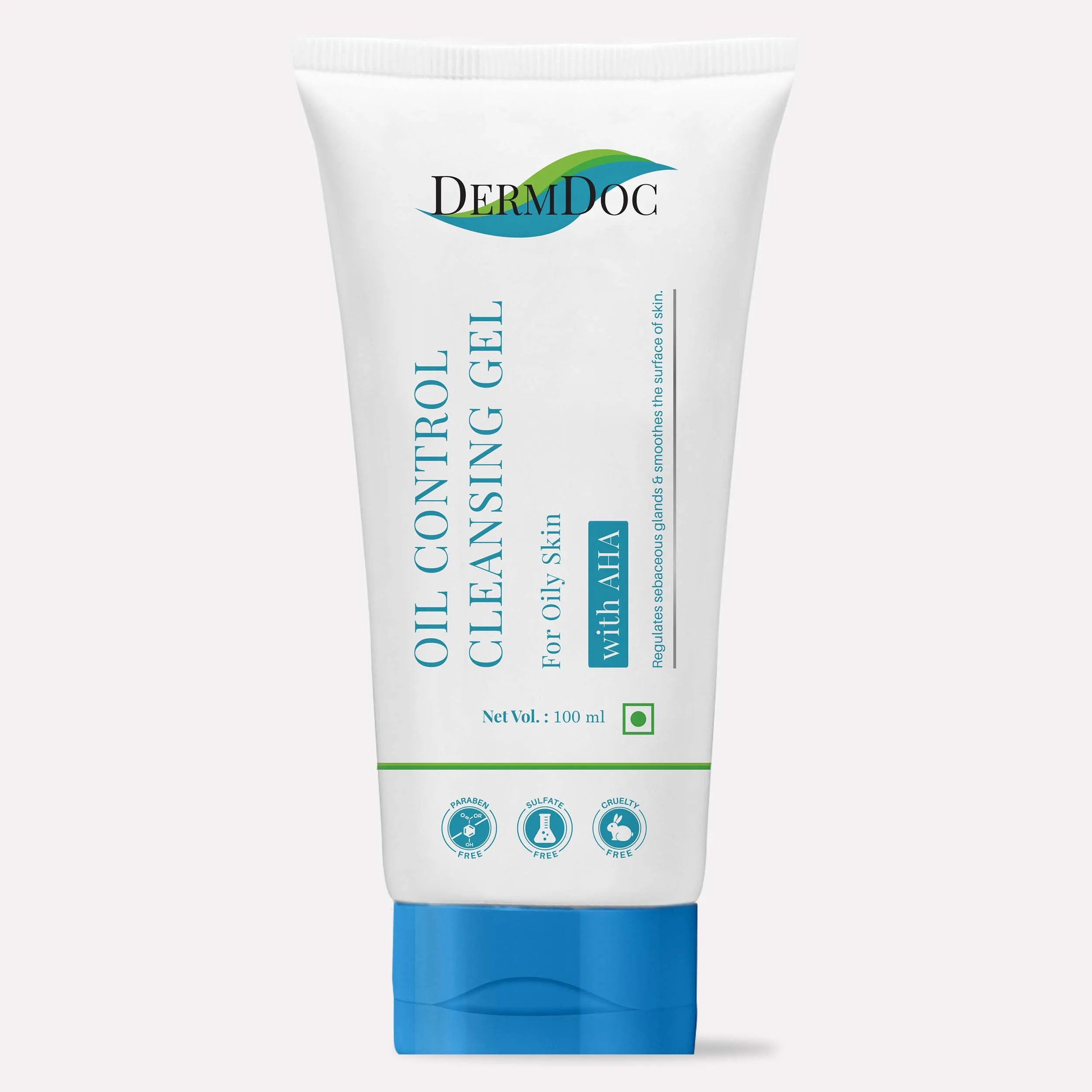 DermDoc Oil Control Cleansing gel with AHA (100 ml) | cleanser | face cleanser | cleanser for oily skin | mild cleanser | aha face wash