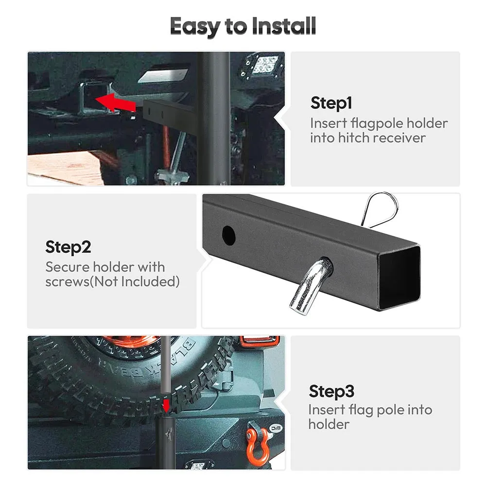 DIY Hitch Flag Pole Mount for 2" Receivers & 1"-2" Poles