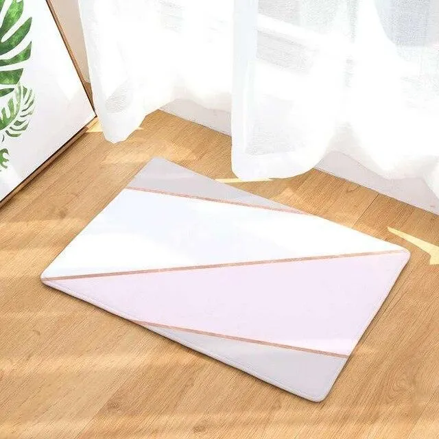 Elegant Blush Pink Hexagonal Honeycomb Area Rug