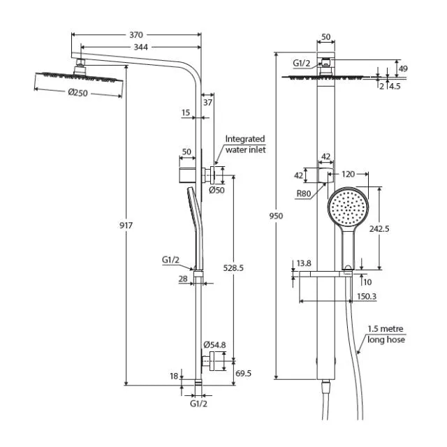 Fienza Kaya Deluxe Twin Shower Chrome
