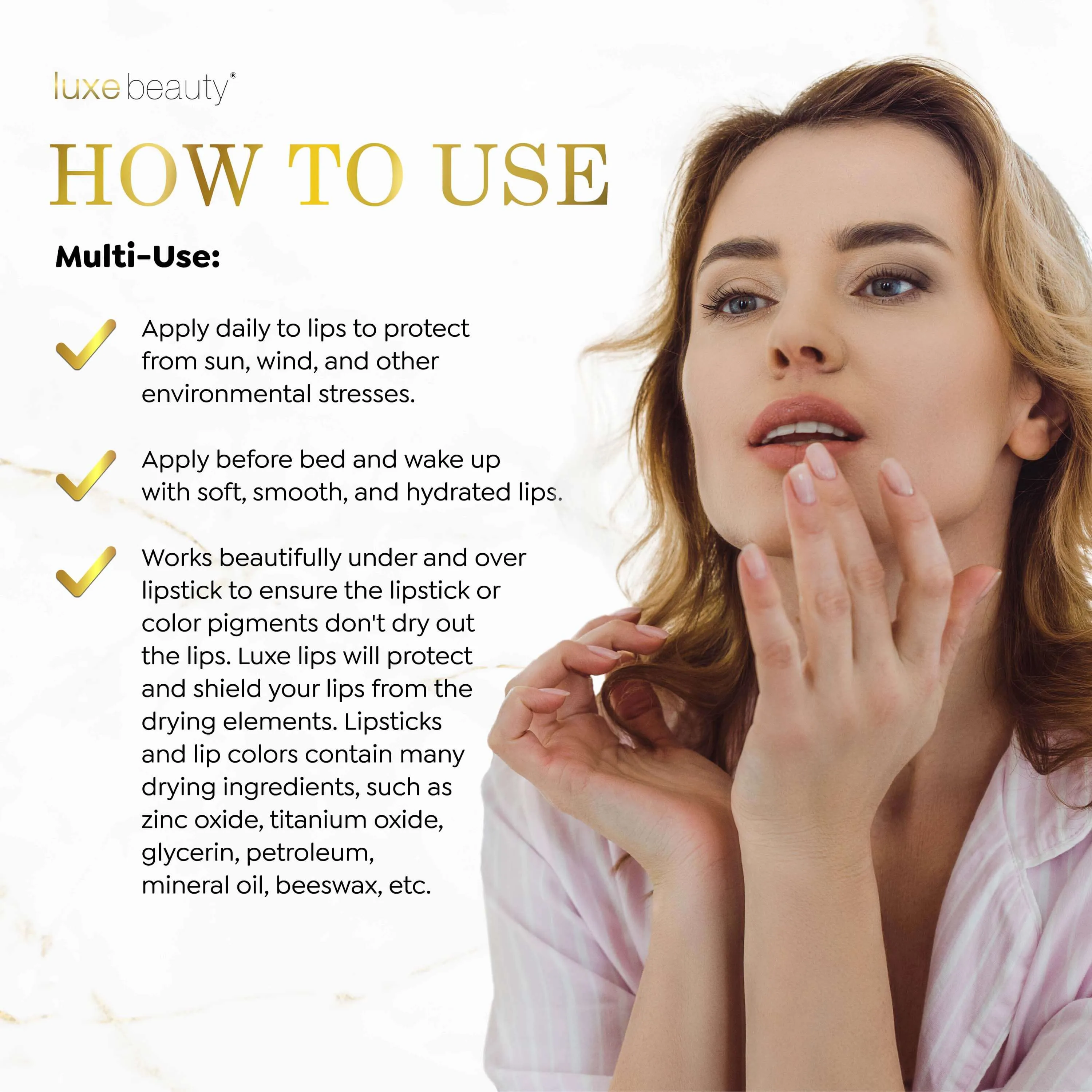 Luxelips - Moisturizing Beeswax-free Lip Balm- Plain