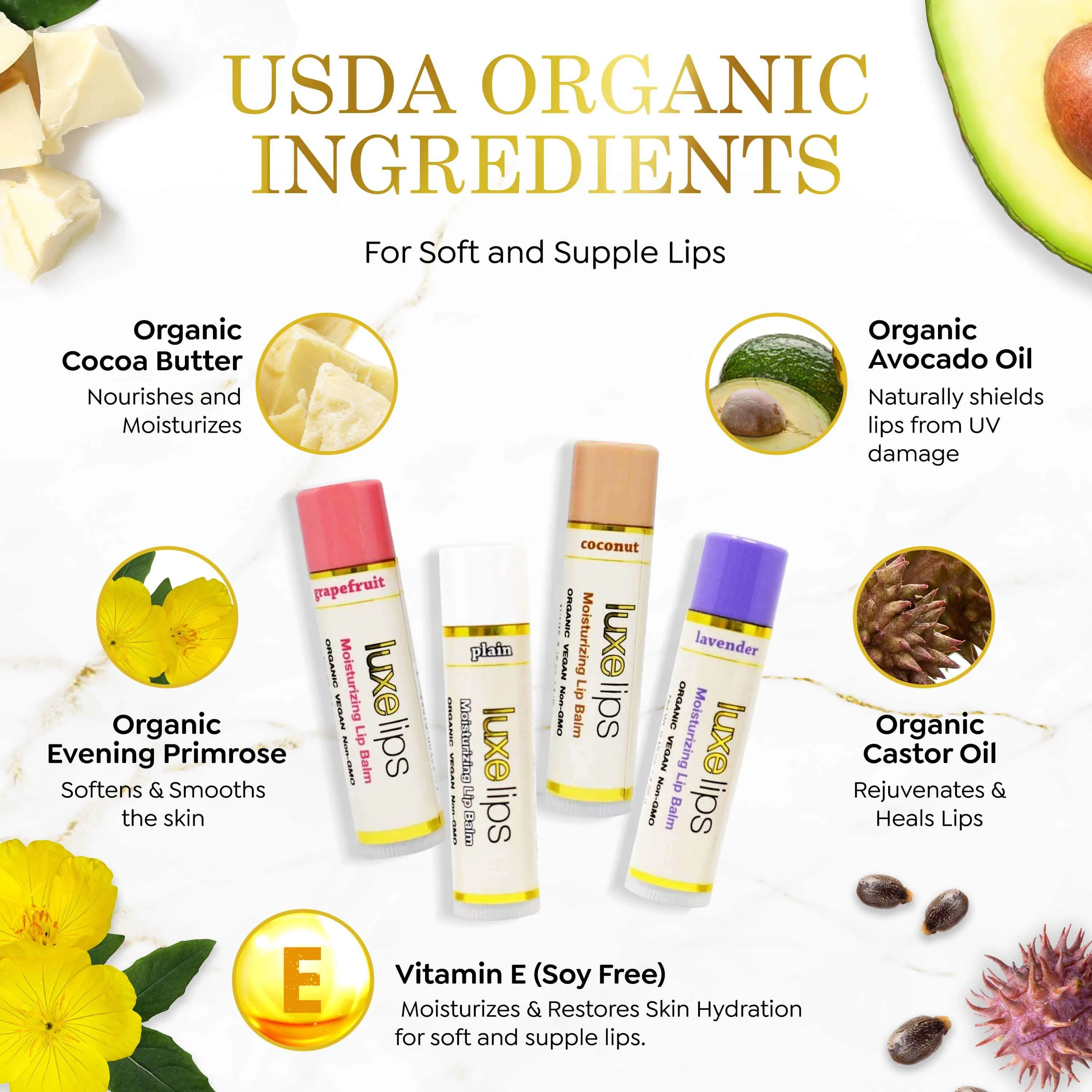Luxelips - Moisturizing Beeswax-free Lip Balm- Plain