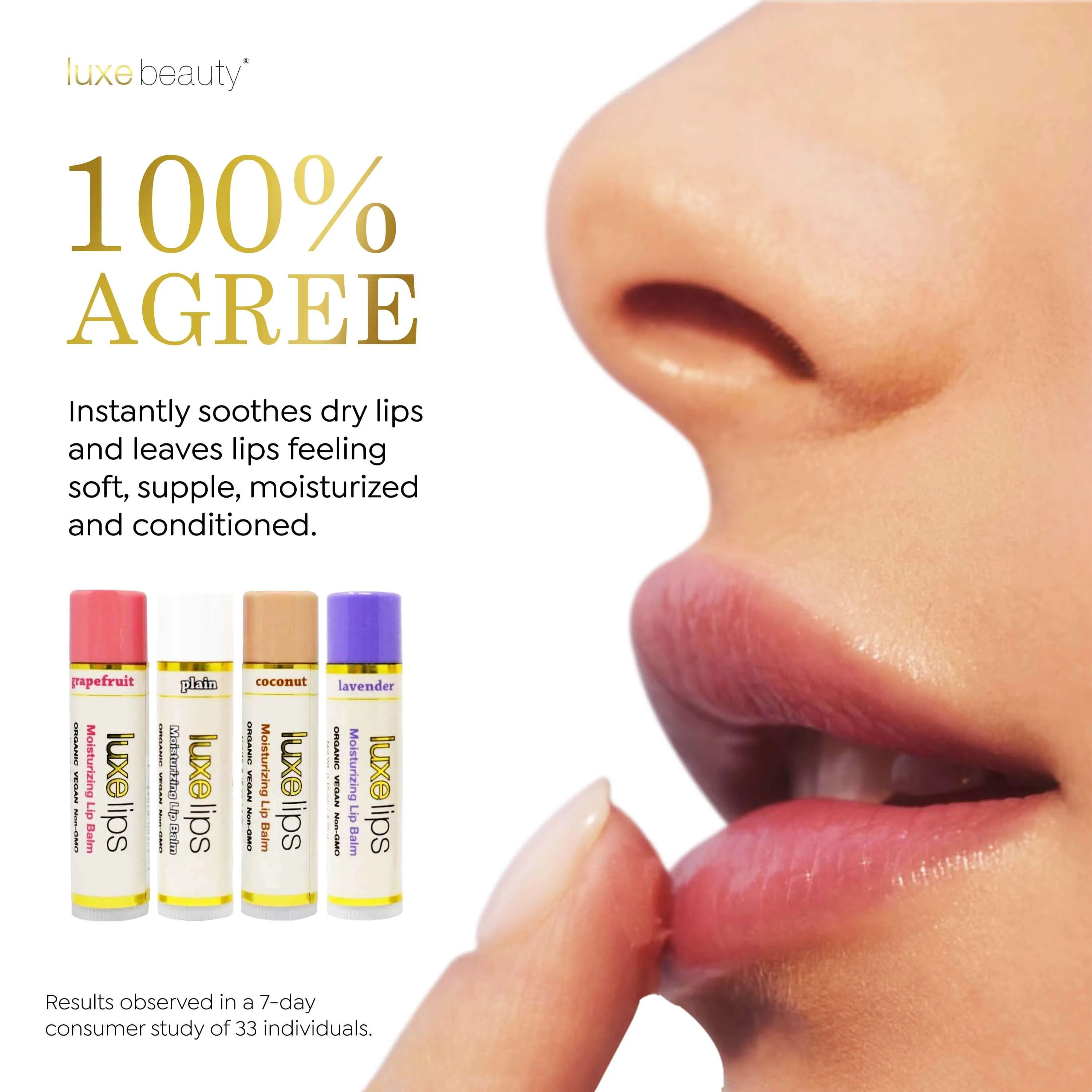 Luxelips - Moisturizing Beeswax-free Lip Balm- Plain