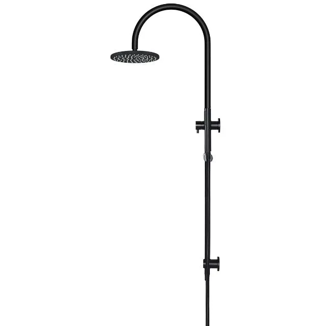 Meir Gooseneck Shower Set with 200mm rose, Single-Function Hand Shower Matte Black