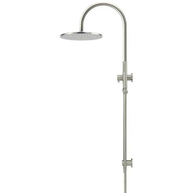 Meir Round Gooseneck Shower Set with 300mm Rose, Single Hunction Hand Shower - Brushed Nickel