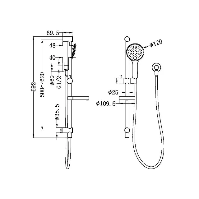 Nero Builder Project Rail Shower Brushed Nickel