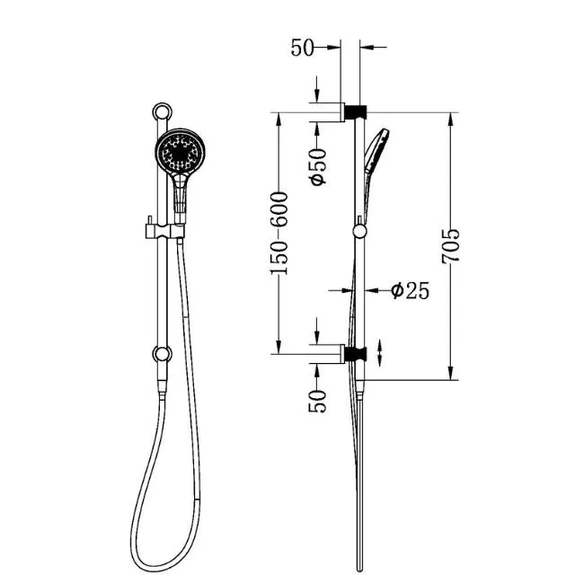 Nero Opal Shower Rail With Air Shower II Brushed Bronze