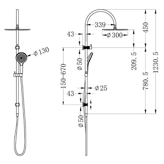 Nero Opal Twin Shower With Air Shower II Brushed Nickel