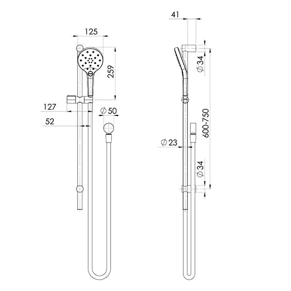 Phoenix Tapware Ormond Rail Shower Brushed Carbon