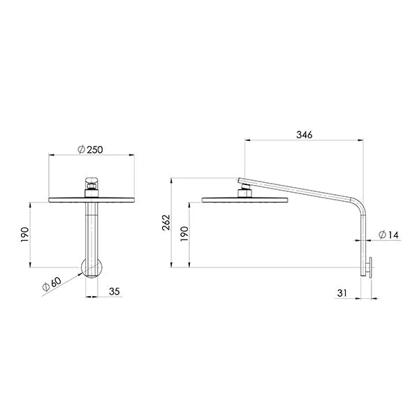 Phoenix Tapware Oxley High-Rise Shower Arm & Rose Matte Black