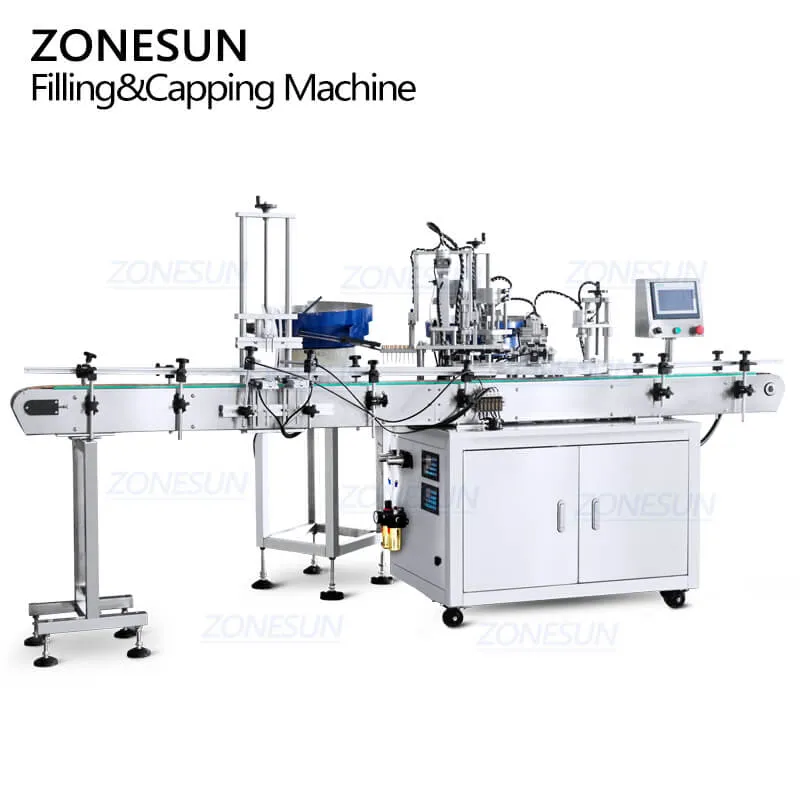 ZS-AFC9 Automatic FEA15 Monoblock Metal Aluminium Spray Bottle Perfume Filling Capping Crimping Outer Cover Cap Pressing Machine